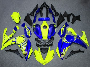 Affordable 2015-2018 Yamaha YZF R3/R25 Motorcycle Fairings - Neon Yellow Blue Black 46