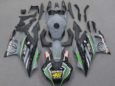Affordable 2015-2018 Yamaha YZF R3/R25 Motorcycle Fairings - Nardo Grey Green Black ENEOS Monster 46