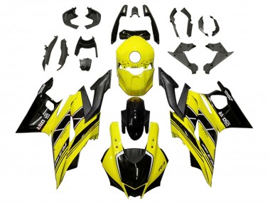 Affordable 2019-2021 Yamaha YZF R3/R25 Motorcycle Fairings - Yellow Black Carbon Fiber