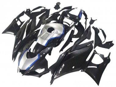 Affordable 2022-2024 Yamaha YZF R3/R25 Motorcycle Fairings - Black Carbon Fiber Style Silver Blue