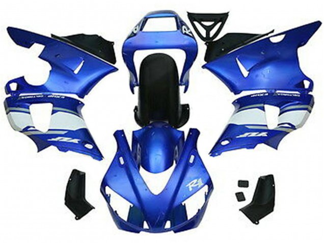 1998-1999 Yamaha YZF 1000 R1 Motorcycle Fairings - Blue White Glossy Black