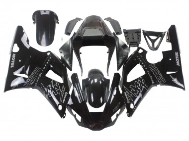 Affordable 2000-2001 Yamaha YZF 1000 R1 Motorcycle Fairings - Glossy Black White Monster Motul