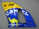 2000-2001 Yamaha YZF 1000 R1 Motorcycle Fairings - White Yellow Blue Motul Camel
