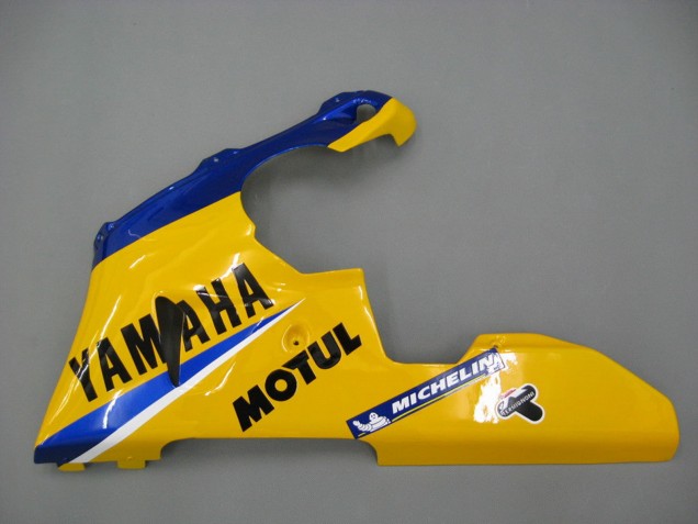 2000-2001 Yamaha YZF 1000 R1 Motorcycle Fairings - White Yellow Blue Motul Camel