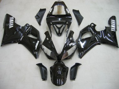 Affordable 2000-2001 Yamaha YZF 1000 R1 Motorcycle Fairings - Glossy Black White Decal