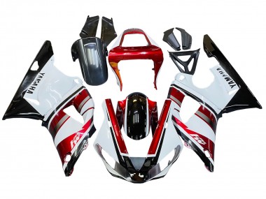 Affordable 2000-2001 Yamaha YZF 1000 R1 Motorcycle Fairing - Red White Glossy Black