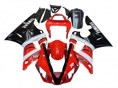 Affordable 2000-2001 Yamaha YZF 1000 R1 Motorcycle Fairings - Red White Glossy Black