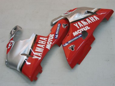 Affordable 2000-2001 Yamaha YZF 1000 R1 Motorcycle Fairings - Silver Red Fortuna Motul