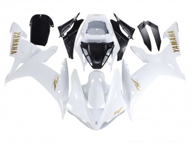 Affordable 2002-2003 Yamaha YZF 1000 R1 Motorcycle Fairings - White Gold Decals