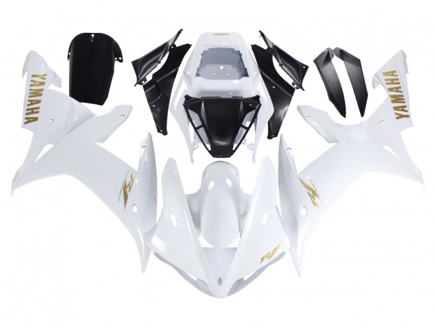 2002-2003 Yamaha YZF 1000 R1 Motorcycle Fairings - White Gold Decals