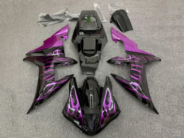 Affordable 2002-2003 Yamaha YZF 1000 R1 Motorcycle Fairings - Glossy Black Purple Flame