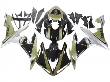 Affordable 2004-2006 Yamaha YZF 1000 R1 Motorcycle Fairings - Light Gold White Glossy Black