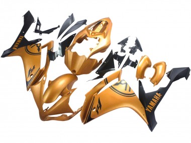 Affordable 2007-2008 Yamaha YZF 1000 R1 Motorcycle Fairings - Gold Black