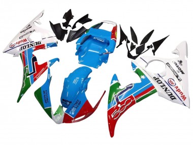 Affordable 2006-2009 Yamaha YZF R6S Motorcycle Fairings - White Blue Green Red Kastinee Dunlop Motul