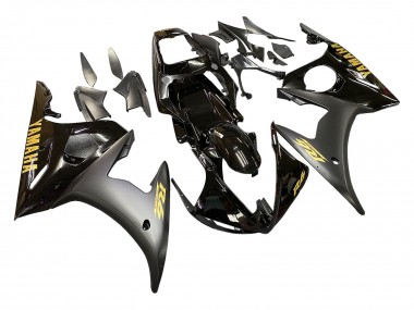 Affordable 2006-2009 Yamaha YZF R6S Motorcycle Fairings - Glossy Black Matte Black Gold Decals