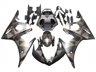 Affordable 2006-2009 Yamaha YZF R6S Motorcycle Fairings - Grey Matte Black Geometric