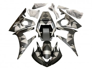 Affordable 2006-2009 Yamaha YZF R6S Motorcycle Fairings - Black Red Geometric