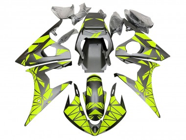 Affordable 2006-2009 Yamaha YZF R6S Motorcycle Fairings - Neon Green Matte Black Geometric