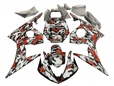 Affordable 2006-2009 Yamaha YZF R6S Motorcycle Fairings - Black Red Grey Camouflage