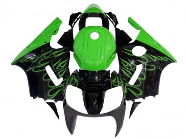 Affordable 2000-2001 Glossy Black Green Flame Kawasaki ZX12R  Motorcycle Fairings
