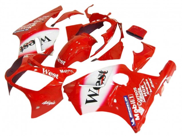 2000-2001 Kawasaki ZX12R Motorcycle Fairings - Red White Black West