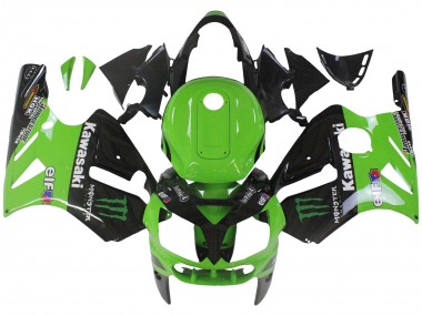 Affordable 2002-2006 Kawasaki ZX12R Motorcycle Fairing - Green Glossy Black Elf Touch4 Monster