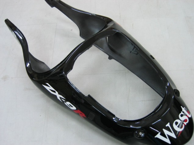 2000-2001 Kawasaki ZX9R Motorcycle Fairings - Glossy Black White West