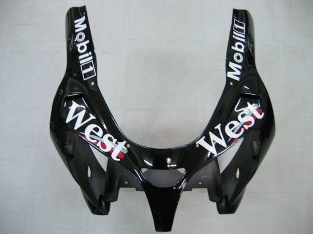 2000-2001 Kawasaki ZX9R Motorcycle Fairings - Glossy Black White West