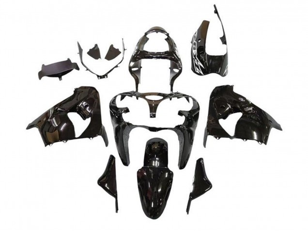 2000-2001 Kawasaki ZX9R Motorcycle Fairings - Glossy Black White Decal