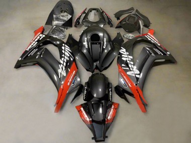 Affordable 2011-2015 Kawasaki ZX10R Motorcycle Fairings - Faux Carbon Fiber Red White