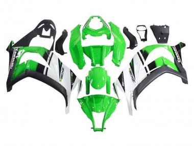 Affordable 2011-2015 Kawasaki ZX10R Motorcycle Fairings - Green White Black Stripe