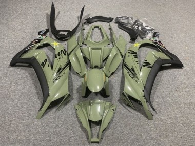 Affordable 2011-2015 Kawasaki ZX10R Motorcycle Fairings - Dark Army Green Black Yellow Star