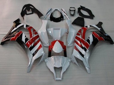 Affordable 2011-2015 Kawasaki ZX10R Motorcycle Fairings - White Red Black Stripe