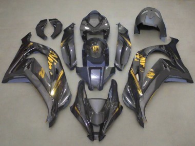 Affordable 2016-2020 Kawasaki ZX10R Motorcycle Fairings - Faux Carbon Fiber Gold