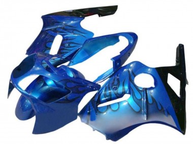 Affordable 2000-2001 Kawasaki ZX12R Motorcycle Fairings - Blue Black Flame
