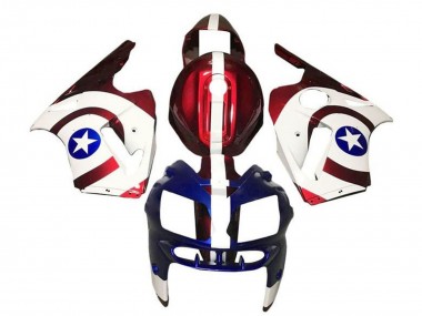 Affordable 2000-2001 Kawasaki ZX12R Motorcycle Fairings - Candy Red White Blue Captain America