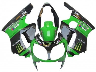 Affordable 2000-2001 Kawasaki ZX12R Motorcycle Fairings - Green Black Yellow Elf Monster
