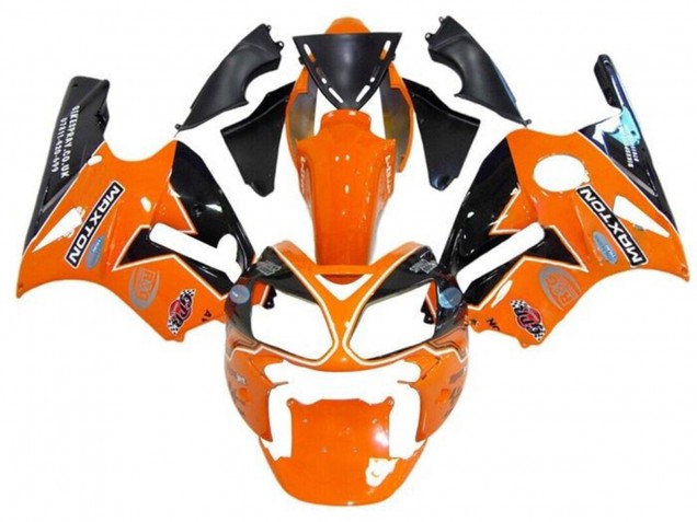 2000-2001 Kawasaki ZX12R Motorcycle Fairings - Orange Black White Maxton