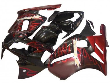 Affordable 2000-2001 Kawasaki ZX12R Motorcycle Fairings - Glossy Black Red Flame