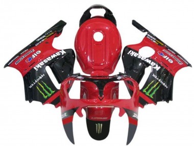 Affordable 2000-2001 Kawasaki ZX12R Motorcycle Fairings - Red Black Green Monster