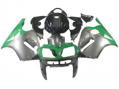 Affordable 2000-2001 Kawasaki ZX12R Motorcycle Fairings - Silver Green Black