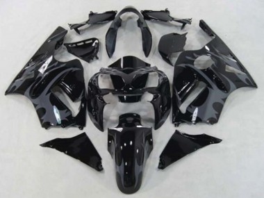 Affordable 2002-2006 Kawasaki ZX12R Motorcycle Fairings - Glossy Black Grey Tribal
