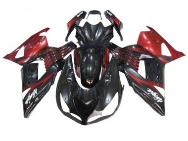 Affordable 2006-2011 Kawasaki ZX14R ZZR1400 Motorcycle Fairings - Red Glossy Black White Decal