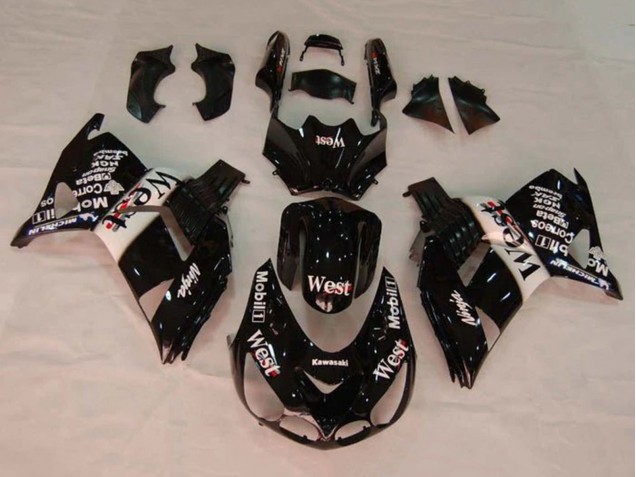 2006-2011 Kawasaki ZX14R ZZR1400 Motorcycle Fairings - Glossy Black White West