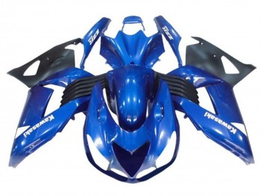 Affordable 2006-2011 Kawasaki ZX14R ZZR1400 Motorcycle Fairings - Blue Black White Decal