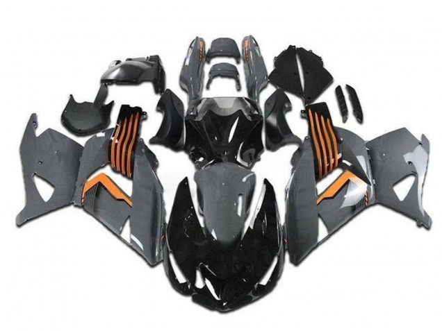 2006-2011 Kawasaki ZX14R ZZR1400 Motorcycle Fairings - Grey Orange Black