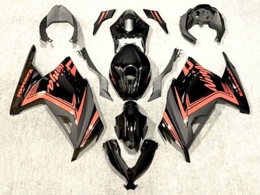Affordable 2013-2024 Kawasaki EX300 Motorcycle Fairings - Glossy Black Orange