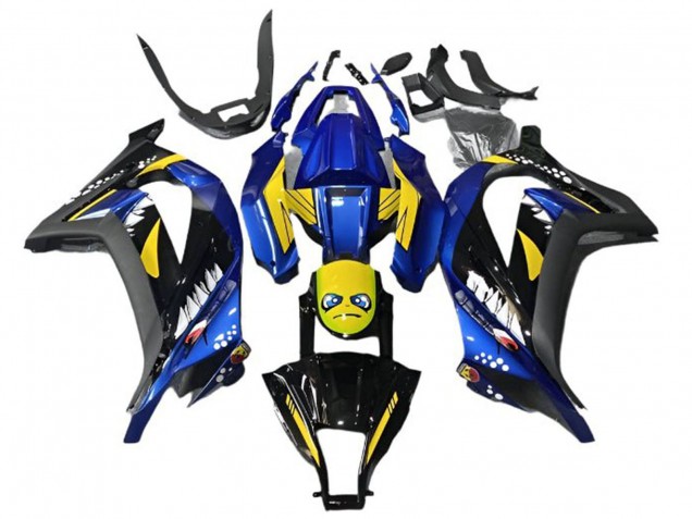 2013-2024 Kawasaki EX300 Motorcycle Fairings - Blue Yellow Black Shark