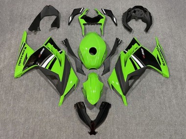 Affordable 2013-2024 Kawasaki EX300 Motorcycle Fairing - Green White Black Stripe