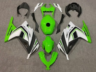 Affordable 2013-2024 Kawasaki EX300 Motorcycle Fairings - Green White Black Stripe